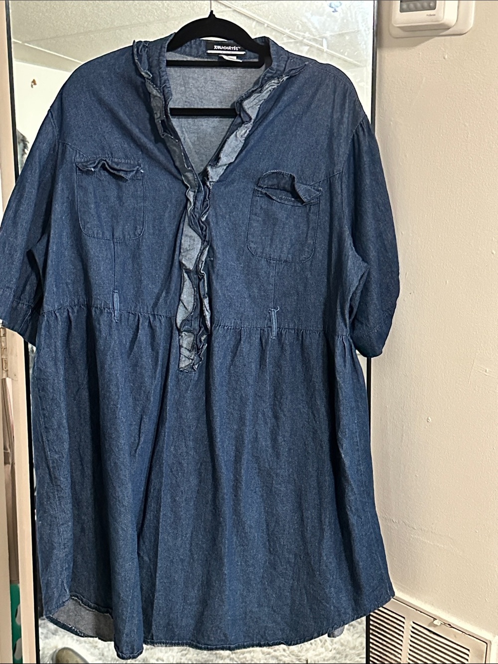 Dark Indigo Denim Top with Contrast Label